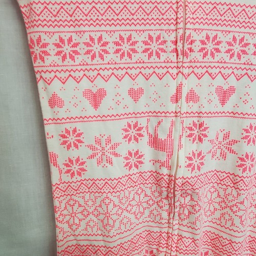 Gap Girls Pajama Size 4 Years Pink White Nordic Print Deer Snowflake Footed - Picture 2 of 4