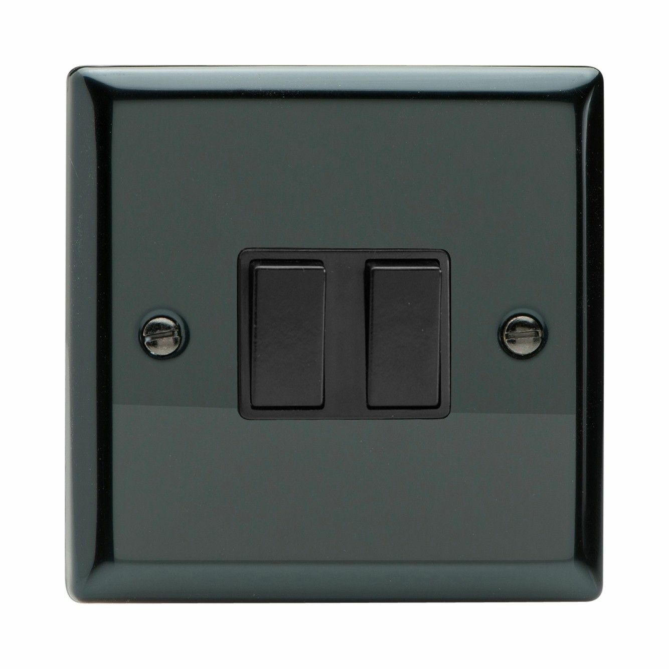 Varilight XI2B Classic Iridium Black 2 Gang 10A 1 or 2 Way Rocker Light Switch