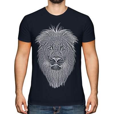 LION FACE SKETCH HERREN BEDRUCKTES T-SHIRT OBERTEIL GROSSE KATZE KÖNIG DER TIERE