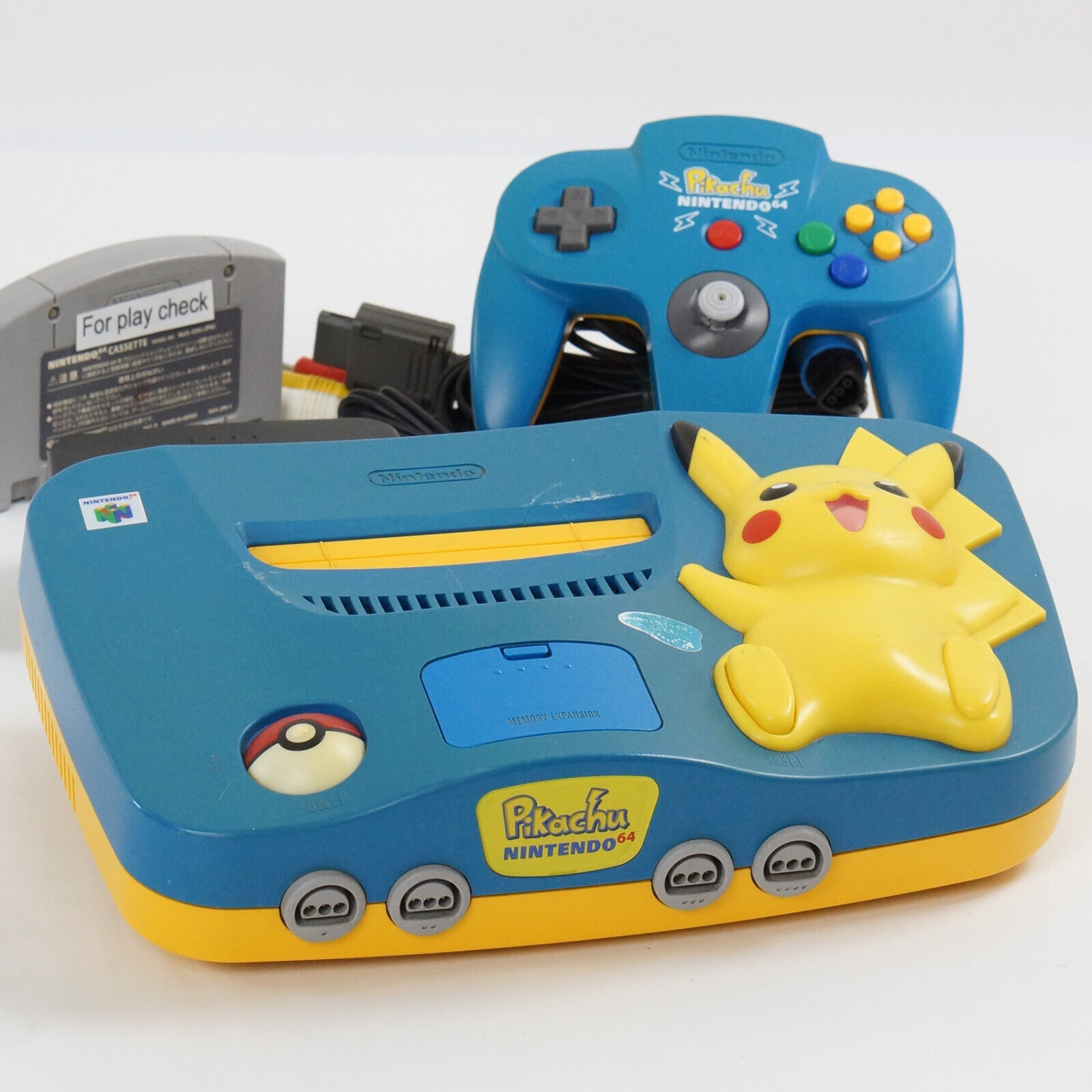 Nintendo 64 PIKACHU Console System Blue & Yellow Tested JAPAN Ref  NUJ15750918