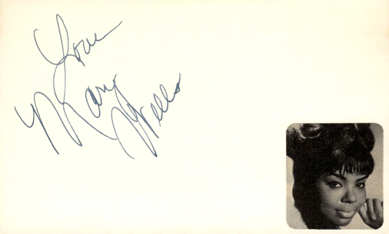 Mary wells Signed Auto 3x5 Index Card My Guy