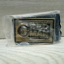 Vintage Red Man Chewing Tobacco BTS Solid Brass 1983 Promo Advertising Buckle