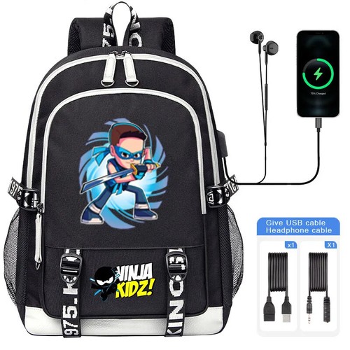 Cartoon Ninja Kidz USB Backpacks Large Capacity school bag Laptop Shoulder Bag - Picture 3 of 55