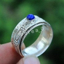 New Spinner ring, Lapis Gemstone ring Meditation ring, Fidget Spinner ring V22