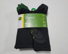 John Deere Mens Work Performance Cushioned  Crew Socks SZ 6-12 Core Workwear