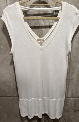 Anthropologie Bordeaux Top Women XS White Deep V Neck Sleeve Tunic