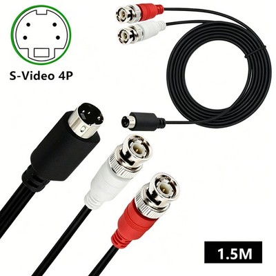 S-Video Y Splitter Cable 4Pin S-VHS SVHS Male to Dual BNC Male Connector Adapter