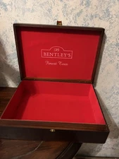 Wooden Tea Box Caddy Bentley's Finest Teas Red Interior Hinges Pretty Wood
