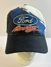 Logo 7 Ford Mustang Embroidered Hat Cap OS Black Blue White Rare Staining Taiwan