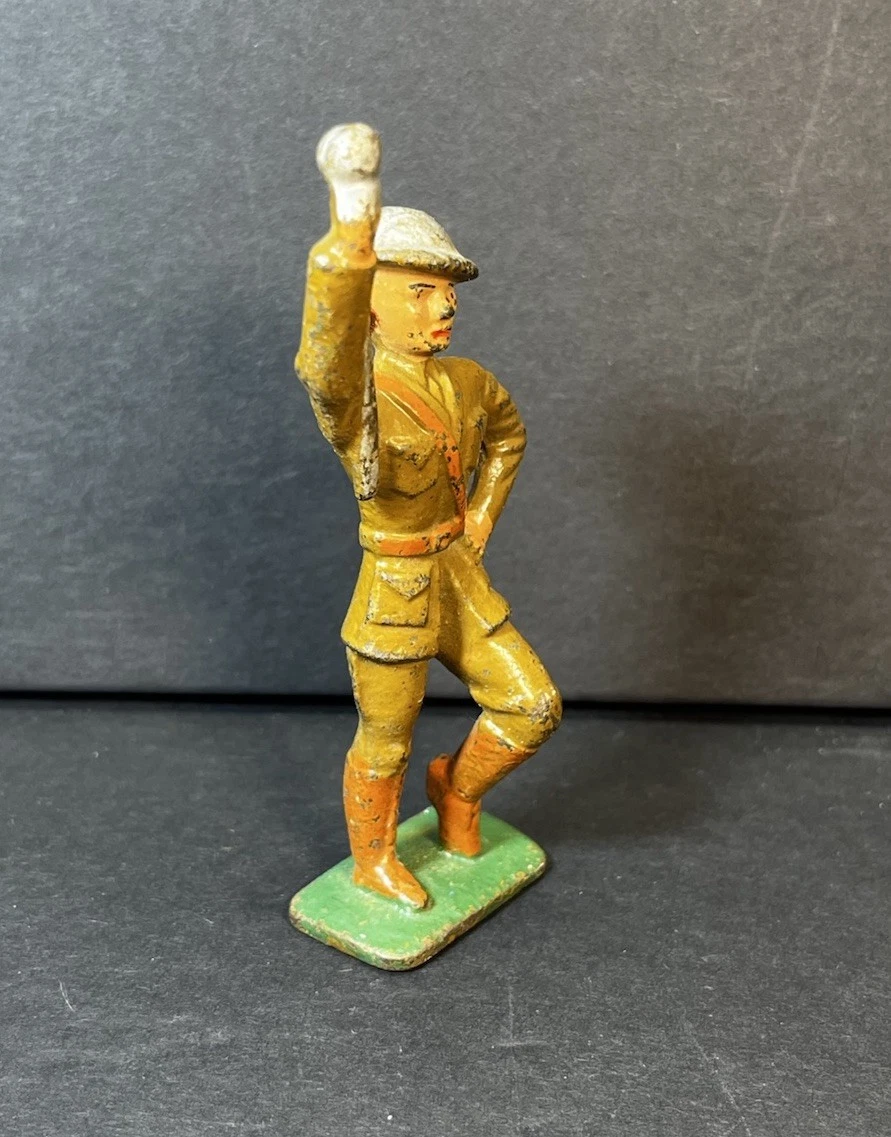 Vintage Drum Major Marching Toy Soldier - Gray Iron Solid Metal Dime Store