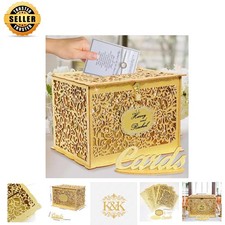 Glittery Rustic Wooden Card Box with Lock - Perfect for Weddings Anniversaries