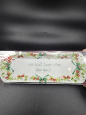 Spode Holidays Live Laugh Love Holly Berry Tray 2008 w Box 8.75 in
