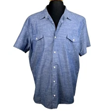 14th & Union Men's Blue Button Down Short Sleeve Shirt Size XXL