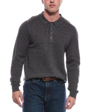 Magaschoni Merino Wool-Blend Johnny Collar Sweater Men's Charcoal M