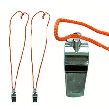 2 Pc Referee Whistle Metal Signal Lanyard Coach Emergency Safety