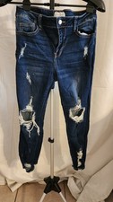 Cello Jeans Size 11 Ankle Crop High Rise Distressed Raw Hem Denim Stretch