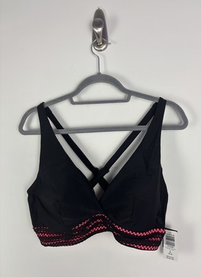 Nwt Torrid Triangle Elastic Trim Crotchet Bikini Top Size 2x Pink Black
