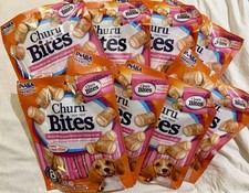 CHURU MORDEDURAS PERRO GOLOSINA POLLO CON SALMÓN ESTUCHE RECETA 8 BOLSAS 64 TUBOS CADUCIDAD 27/03