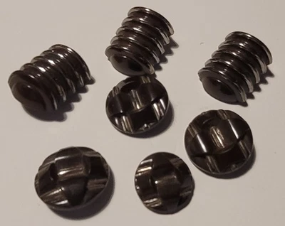 Lot 7 Boutons Anciens En Porcelaine Marron Argenté # K19 - Photo 1/4