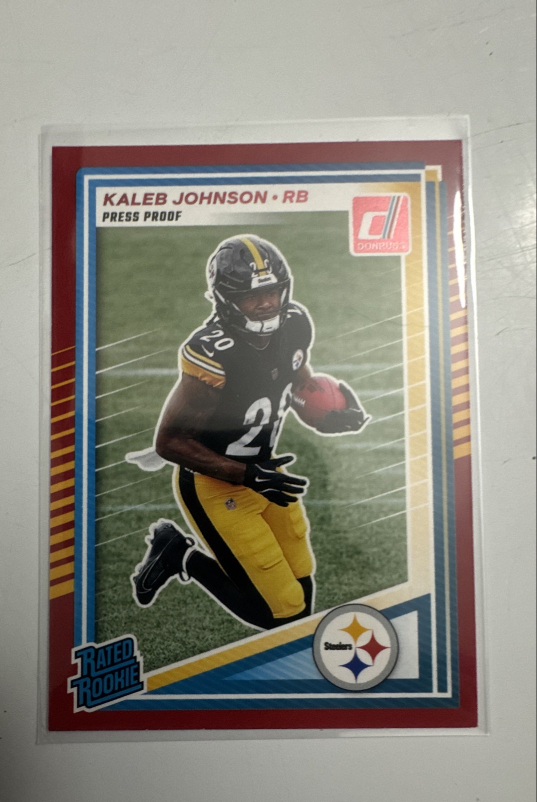 2025 Panini Donruss - Rated Rookie Kaleb Johnson #322 Press Proof Red (RC)