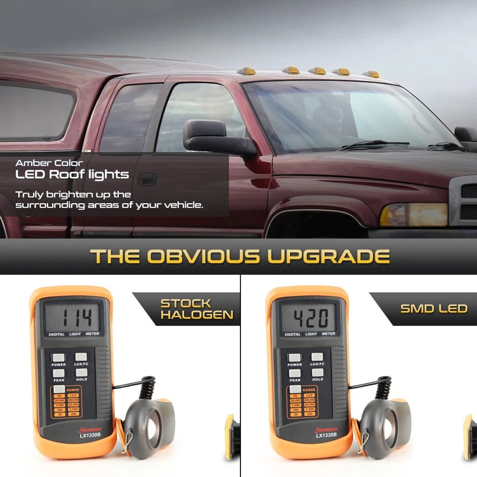 5PC Full LED Chrome Roof Cab Clearance Running Lights For 1999-2001 Dodge Ram Foto 3 de 4