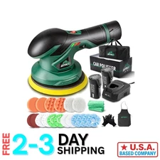Portable Cordless Buffer Polisher - 2 Batteries & Fast Charger for Car Care