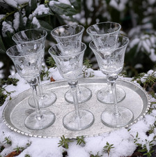 Leonardo Lily of Valley Likör Schnapsgläser Gravur Maiglöckchen 6 Stck. Vintage