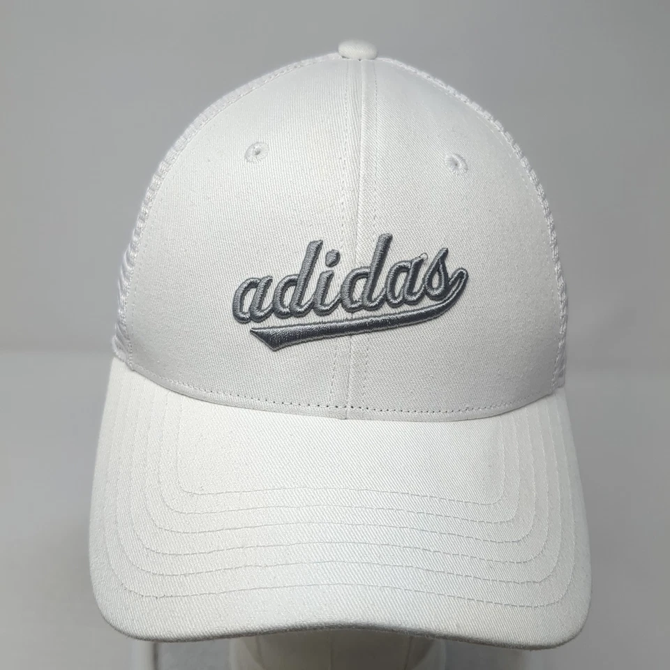 Adidas Snapback Trucker Hat White One Size Adjustable Embroidered Mesh Back - Image 2 of 4