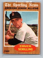 1962 Topps CHUCK SCHILLING Boston Red Sox VINTAGE MLB Baseball #467 FAST SHIP
