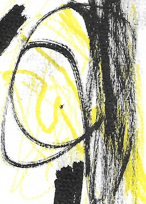 ACEO ATC CARD "Flora in Yellow 2" REASOR OOAK Original Abstract Painting 2.5x3.5