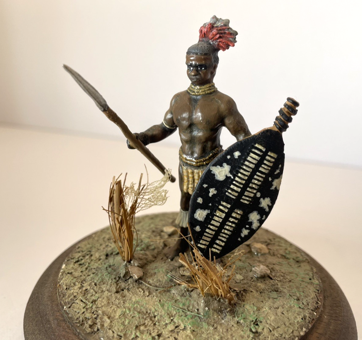 Zulu Warrior - 54mm Hand Painted Tin Miniature - Toy Soldier Art