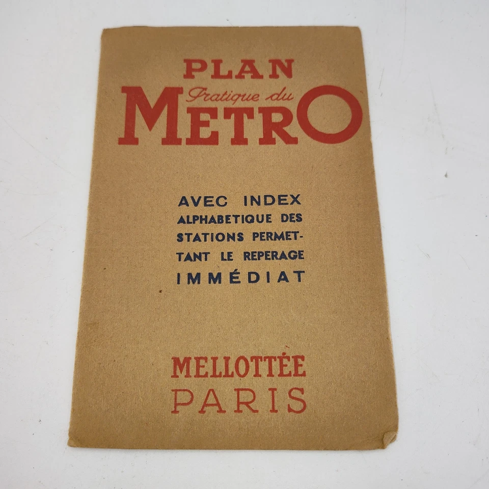 Mapa plegable vintage del metro de París de los años 40 Mellottée París con estación mapa desplegable Foto 2 de 4