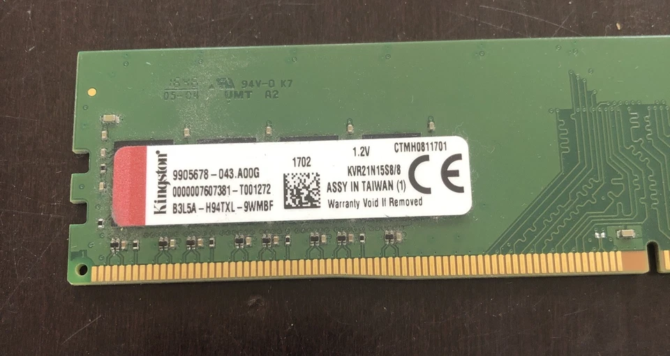 KINGSTON 32GB (4x8GB) DDR4-2133 Desktop Memory RAM (KVR21N15S8/8) - Image 2 of 2