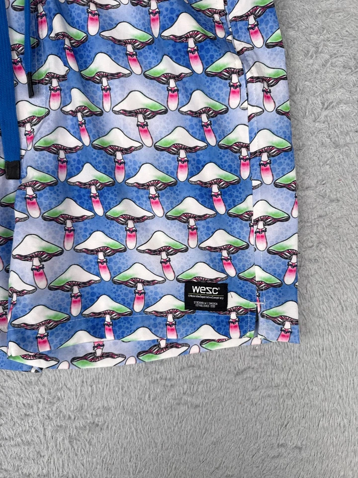 Bañador Wesc Para Hombre Mediano Azul Verde Setas NO Forrado Poliéster Playa Foto 2 de 4