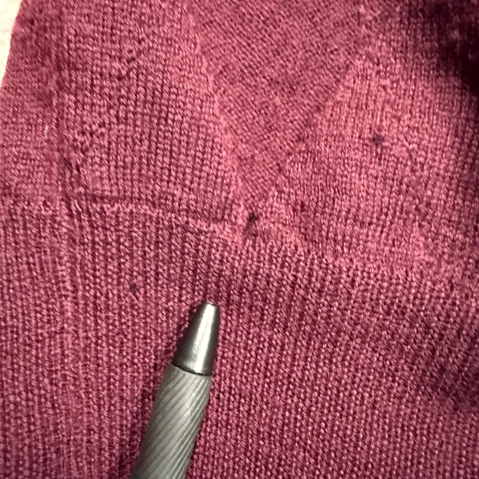 Pendleton Sweater Mens XL Burgundy Merino Wool Argyle Crewneck Made in Japan - Image 4 of 4