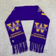 Vintage University of Washington Huskies Scarf Purple Gold Knit Fringe College