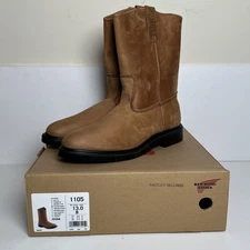 Red Wing 1105 Pecos Leather Work Boots Soft Toe Men's 13 B Tan Pull On