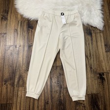 Eileen Fisher Women  s L Almond Tencel Lightweight Ponte Jogger Pant NWT 188