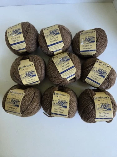 Lot of 9 Jamieson's Shetland Heather • 100% Wool • Moorit 108 • Aran • 50 gr - product listing photo