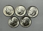Lot Of 5 Roosevelt Silver 1955-P 1955-S 3/1959-D Dimes 10C Coins UNC