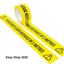 Yellow Social Distancing Floor Tape Keep 2 Metre Safe Distance Hazard 50mm X 33m