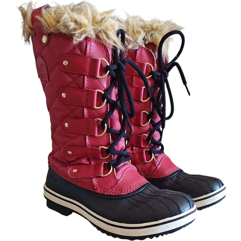 sorel snow joan of arctic waxed quilted canvas faux fur cuff boots