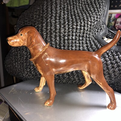 ANTIQUE hound dog  over 60 years old . handpainted  very pretty dog not signed
