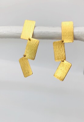 Sterling Silber 18 Karat Vergoldet Ohrringe Ohrstecker Geometrisch Mode Modern