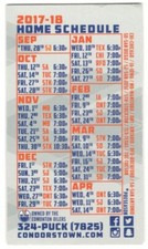 2017-18 Bakersfield Condors AHL Card Hockey Schedule !!! Big 6 Pack