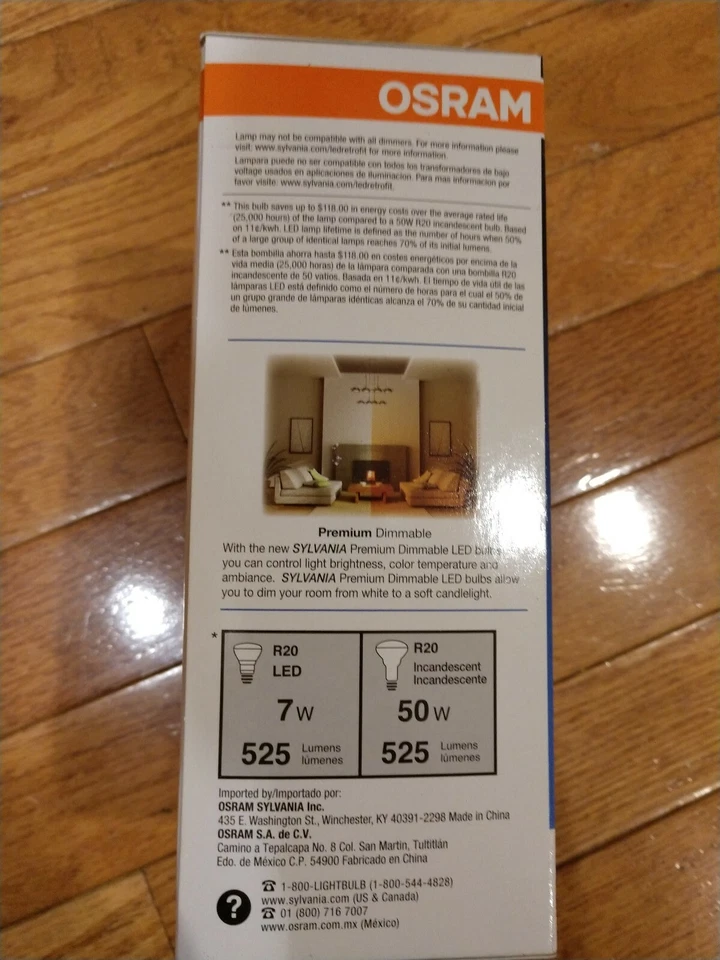 4-pack - Sylvania LED 7W Dimmable Flood R20 Light Bulb Energystar  - Image 4 of 4