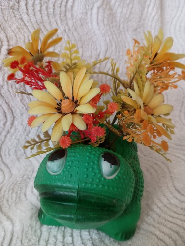 Vintage Florabelle Blumen Kunststoff Blasform Frosch Blumengesteck Hongkong - Bild 2 von 8