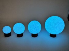 Blue Glow-In-The-Dark Balls Crystal Glass Luminous Sphere Stone Free Stand US