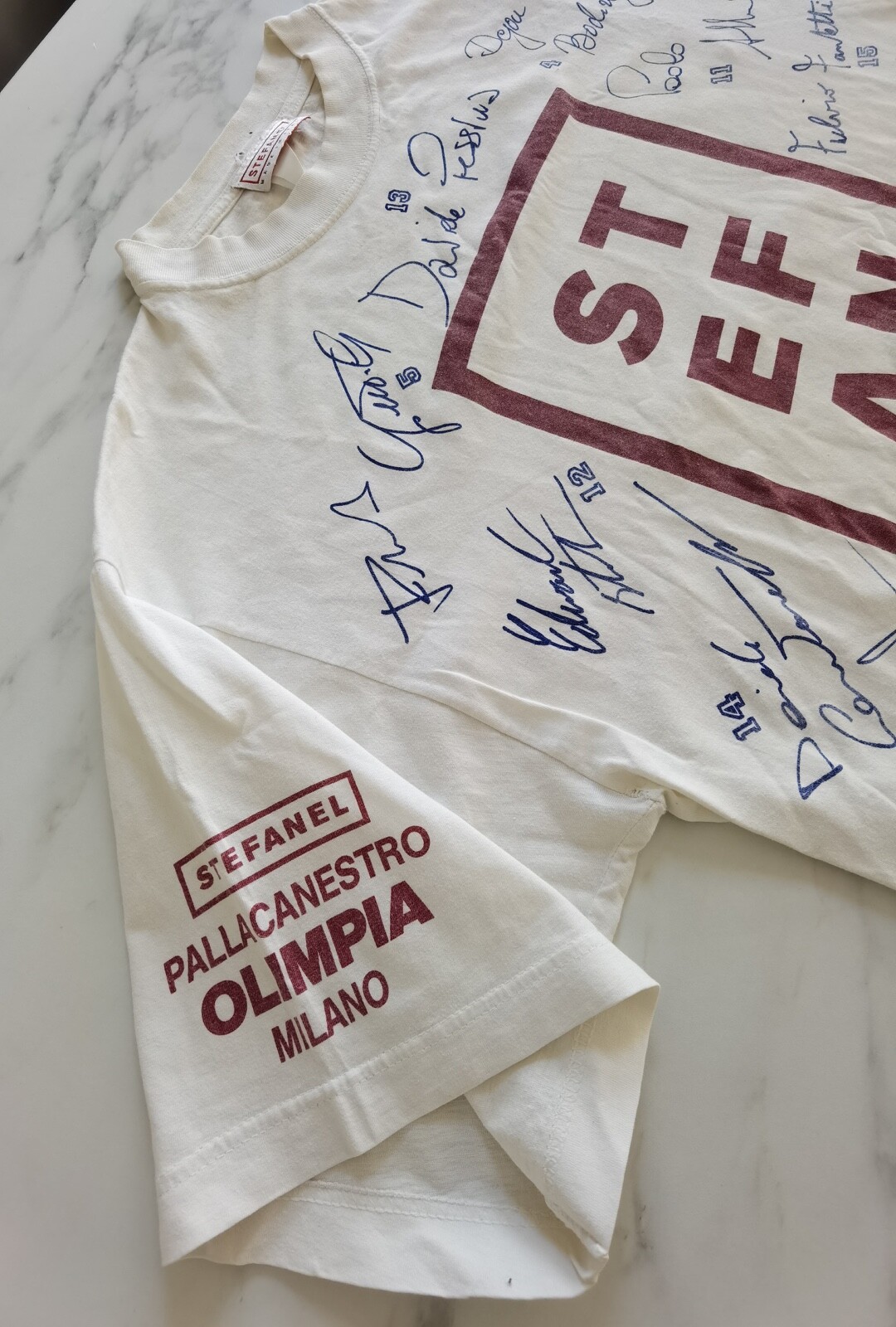 ALTRA Maglietta STEFANEL Olimpia Milano 73° campionato 94 95 autografi tshirt basket
