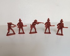 Vintage MPC Plastic Red Brown Cowboy Figures Set of 5